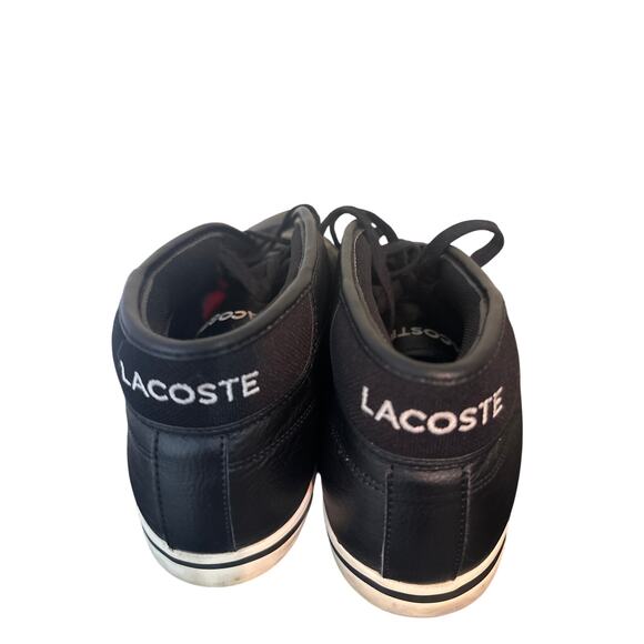LACOSTE \'Ampthill LCR\' Mens Size 12 US Shoes Black Leather Red & White Sole L1